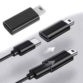ECSiNG USB C Bus to Mini USB Male Replacement Converter, USB-C to Mini USB Adapter Accessories for Laptops, Tablets, Navigation, Black, 2 Pack