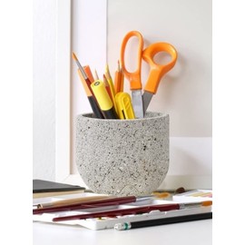 Serene Spaces Living Natural Pumice Pot Vase, Textured Lava Rock Vase for Flowers, Plants - Living Rooms, Kitchens, Bedrooms, Office, Weddings, Events - 5" Diameter & 4.5" Tall, Single