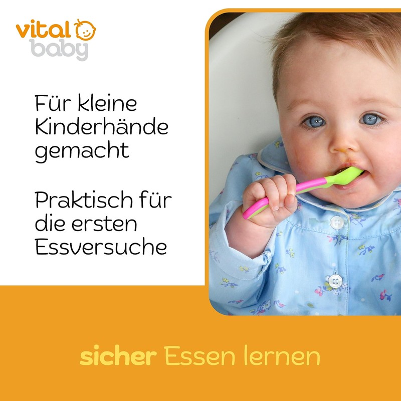 Vital Baby 492010-03 Spoons Flexible Tips Orange, 5 spoons