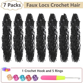 Faux Locs Crochet Hair Soft Locs 30 Inch 7 Packs Long Crochet Locs Natural Synthetic Pre looped Locs Extension For Butterfly Locs Crochet Hair (30 Inch (Pack of 7), 2#)