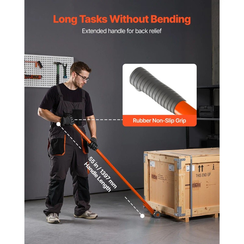 Large 56-Inch Carbon Steel Handle Lever Dolly 6600 Lbs Weight