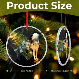 DecStic Dalmatian Dog Glass Christmas Ornaments Dog Pet Lovers Christmas Ornaments 3 in Watercolor Dog Silhouette Vintage Car Hanging Ornament Decoration for Mom Dad Baby Holiday