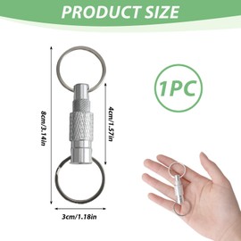 brileze Quick Release Keychain Titanium Detachable Dual Key Ring Pull Apart Key Ring Car Key Holder Clip Heavy Duty Pull Apart Keychain Accessory with 2 Stainless Steel Key Rings for Bag Purse Belt