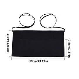 Jiakalamo 2PCS Waitress Apron, Black Waist Apron Short Half Server Aprons with 3 Pockets for Catering, Bar,Waitress Waiter Che f Women Men,59cm x 30cm