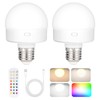 Rechargeable Battery Operated Light Bulb with Remote Control 2 Packs,