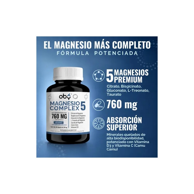 5 Magnesios Veganos Con Camu Camu 60 Cápsulas