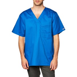 Cherokee Men's Premium Core Stretch V-Neck Scrub Top, Royal, Medium
