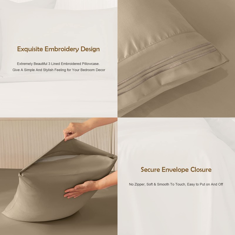 REDKEY Full Sheet Pillowcase Set - 4 Piece Soft Bedding