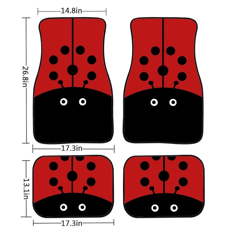Forchrinse Cartoon Ladybug Floor Mats for Cars/Trucks/SUVs/Van,All Weather Heavy Duty