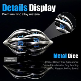 DND Dice Set Dungeons and Dragons Dice, D&D Dice 7PCS/Set, ZHOORQI Polyhedral Dice Set Metal Dice Set for Role Playing Games, Pathfinder, The Arcanum Dice Set for Table Games(GZ-Blue)