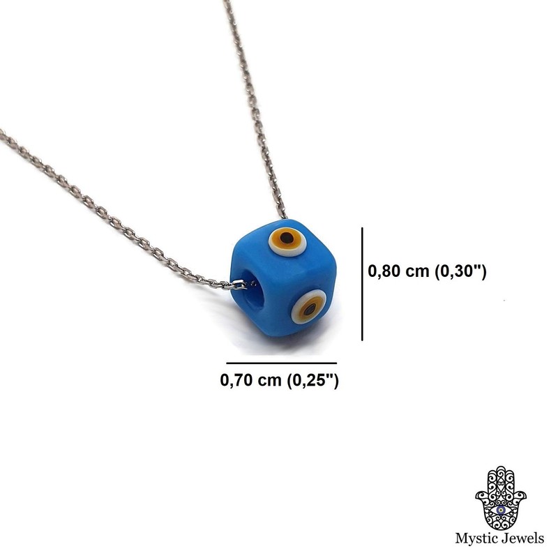 MYSTIC JEWELS by Dalia Evil Eye Cube Blue Crystal Lucky
