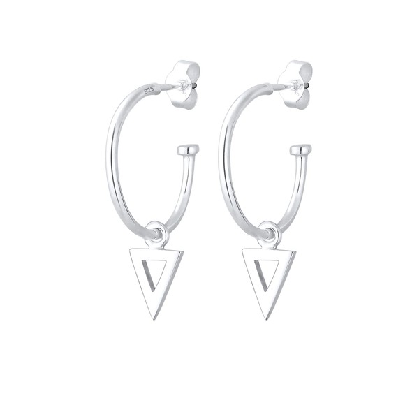 Elli Women's Creole Pendant Earrings Trend in 925 Sterling Silver,