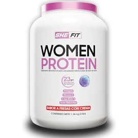 LADY FIT Women Protein fresas con crema 3 lbs, proteina de suero de leche para la mujer, baja en carbohidratos, con vitamina C, acido hialurónico y colágeno