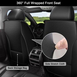 JIAMAOXIN Front Seat Covers Fit for Kia K5 2021-2026 Waterproof Faux Leather Car Seat Cover Compatible with Airbag(2PCS Front, Black&Red)