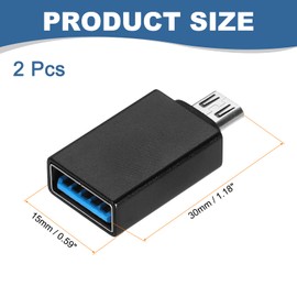 MECCANIXITY USB to Micro USB Adapter, USB 3.0 Female to Micro USB Male Converter for Phone Laptop Car Black