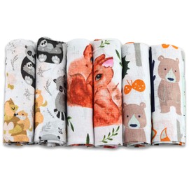 Muslin Cloths - Muslin Nappies - Pack of 6, 70 x 80 cm - Baby Burp Cloths