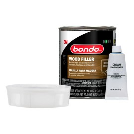 Bondo Wood Filler 12 oz with Hardener 0.5 oz, Repairs Chips and Cracks in Woo...