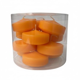 Cereria Di Giorgio - 12 Candele Galleggianti - Diametro 7 cm Altezza 3,5 cm - Colore Arancione - Durata 8 ore