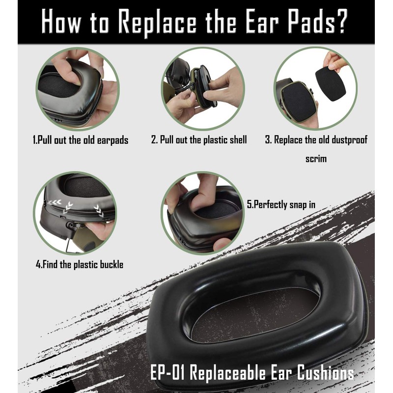 ZOHAN 054 Electronic Shooting Ear Defenders,Active Noise Reduction Safety Earmuff,Tactical