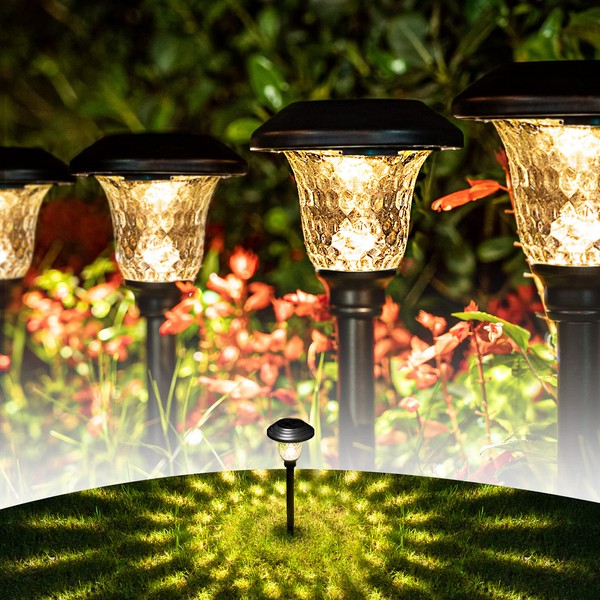 GIGALUMI 8 Pack Solar Pathway Lights, Solar Garden Lights Outdoor