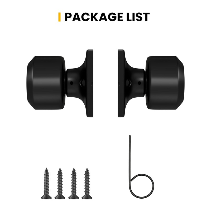 goldenwarm Black Half Dummy Door Knobs, Single Side Door Handles