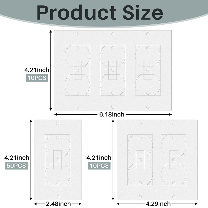 70 Pcs Wall Insulation Gasket Rectangle Wall Plate Outlet Sealers