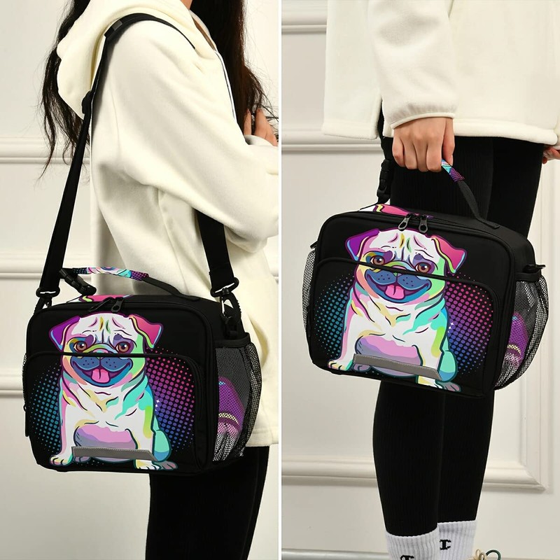 Lunch Box Insulated Soft Lunch Bag Lunch Container Pug Dog
