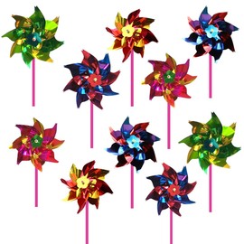 100pcs Plastic Rainbow Pinwheel, Horticultural Windmill for Kids Party Favors DIY Lawn Windmill Set Pinwheels for Yard and Garden, DIY Windmill Toy Garden Party Decoration