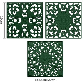 Kalsreui Silicone Trivets Mats for Hot Dishes, Square Trivet Hot Pads for Kitchen Counter, Trivet for Hot Pots and Pans, Thick Heat Resistant Mat for Quartzs, Kitchen Tabletops Pot Holder Set 3 Green