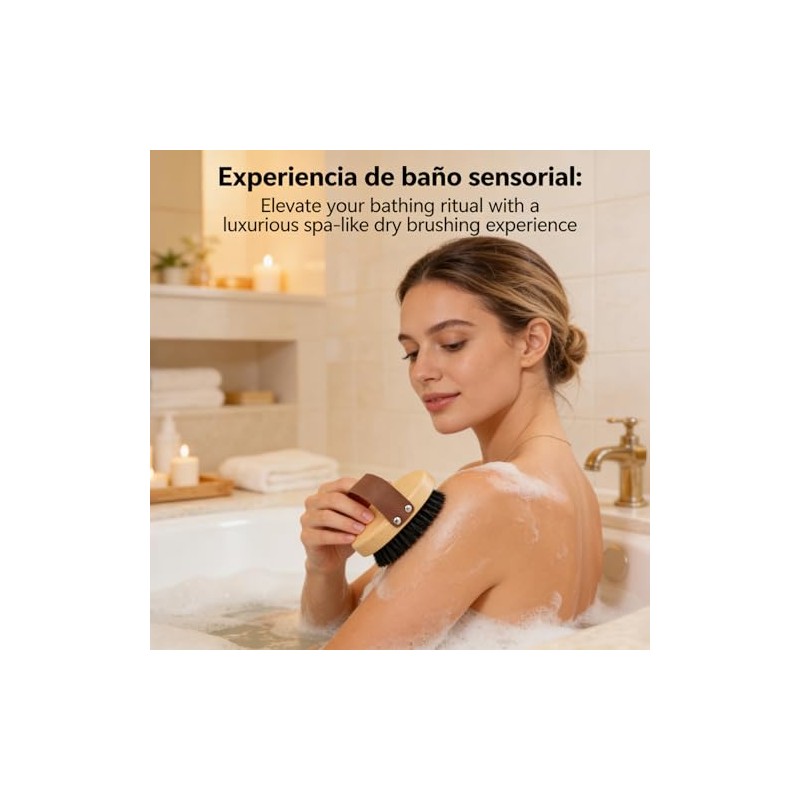 Cepillo Piel Seca Corporal Exfoliante Cobre Madera Haya Eliminación Muerta