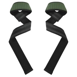 Muñequeras de rayas gris-verdes y correas de elevación de 26 pulgadas, antideslizantes, correas de entrenamiento para levantamiento de pesas, gimnasio, peso muerto, bandas de ejercicio