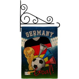 Soccer World Cup Germany Garden Flag Set Wall Holder Sports Game Goal Ball Football Entertainment Activity Physical Small Decorative Gift Yard House Banner Double-Sided Made In USA 13 X 18.5
