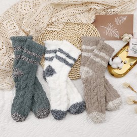 Trifabricy Fuzzy Socks, 3 Pairs Slipper Socks Women, Non-Slip Winter Socks