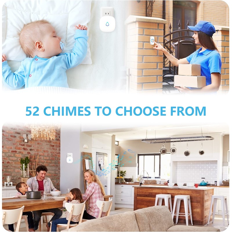 SECRUI Wireless Doorbell, Mini Door Bell with 58 Chimes 5