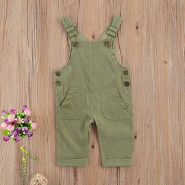 YOKJZJD Newborn Infant Baby Boy Girl Fall Winter Suspender Pants Overalls Corduroy Bib Pants Trousers with Pockets (Green, 6-12Months)