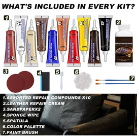 LIFKCBOND Leather Repair Kits, Leather Repair Cream, Leather Repair Paste, Leather Filler Scratch Repair Tool, Leather Restorer for Scratch Repair Sofas, Car Seats, Jackets (10 Colours)