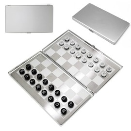 Metal Pocket Chess Set, Portable Foldable Travel Magnetic Mini Checkers Light Weight Family Game