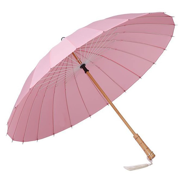 Lanx. Japanese Umbrella, Japanese Style, Lightweight, 24 Ribs, For Both Sunny and Rainy Season, Wooden Hand, Long Umbrella, Rain Umbrella, Bangasa, Gentleman's Umbrella, Windproof, Water Repellent,