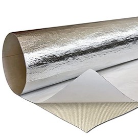 Electriduct Adhesive Backed Aluminized Radiant Heat Shield Barrier Tape Aluminum Fiberglass Protection Auto Exhaust Shielding High Temperature Metal Wrap Hose Cover - Silver 8" x 24"