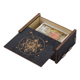 FINGERINSPIRE Tarot Card Box Star of David Design Wooden Storage Tarot Deck Box 11.6x9.2x5.1CM Moon Star Printed Card Holder for Jewelry Crystals Fortune Telling Cards Home Decor