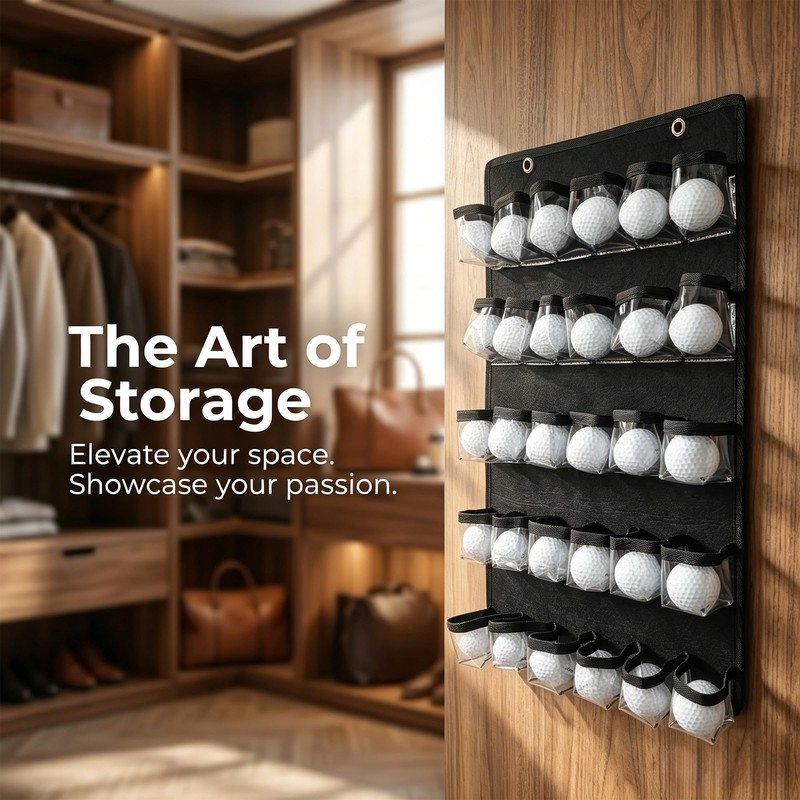 Golf Ball Holder Display for Wall, Hanging Organizer Set with