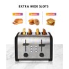 Kenmore 4-Slice Toaster, Black Stainless Steel, Dual Controls, Extra Wide