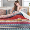 WONGS BEDDING Bohemian Quilt Set Queen Size, Boho Striped Pattern