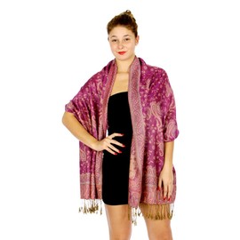 Fabulous Large Soft Double Layer Jacquard Paisley Print Pashmina Scarf Shawl Wrap H010 (28 Colors) (H010-10)