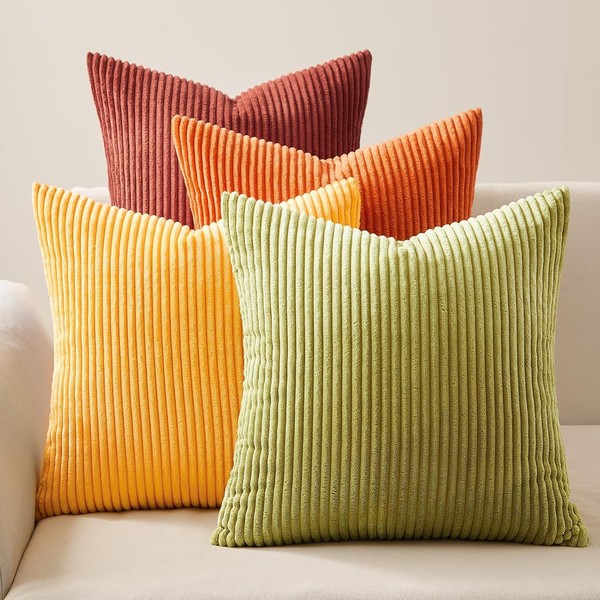 Topfinel 45x45cm Cushion Cover Set of 4 Corduroy Gradient Stylish