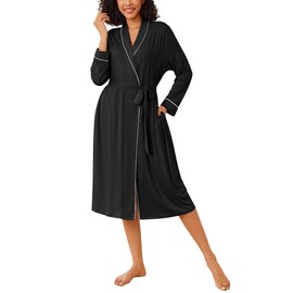Ekouaer Kimono Robes for Women Long Lightweight Knit Bathrobe Shawl Soft Sleepwear Casual Ladies Loungewear
