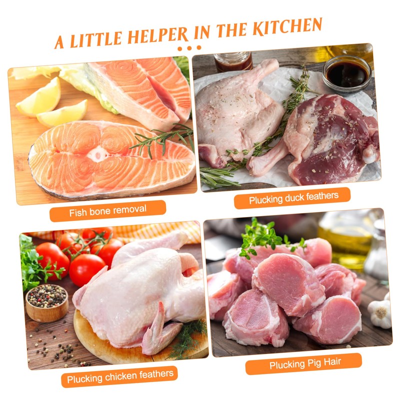 BIUDECO 2sets Fish Bone Tweezers Kitchen Tongs Cooking Tweezers Pull