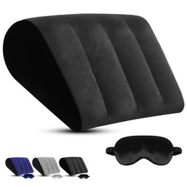 TheClover Inflatable Wedge Pillow for Sleeping - Leg Elevating Pillow with Sleep Mask, Bed Wedge Pillow for Sleeping, Inflatable Travel Pillow for Camping（Black）（Black）