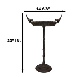 Ebros Gift 23" Tall Cast Wrought Iron Metal Rustic Cozy Cottage Whimsical Garden Pair of Lovebirds Perching On Sunflower Dish Bird Feeder Or Bath Sculpture for Lawn Pool Patio Outdoors Decor