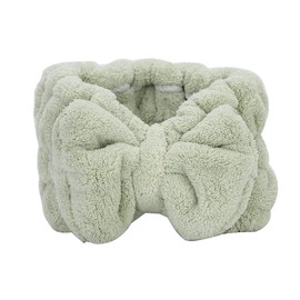 Diadema con Lazo para el Cabello, Diademas Faciales para Maquillaje Y Lavado de Cara, Banda para el Cabello de Vellón de Coral con Absorción de Agua Ajustable, Comodidad para la Ducha(Verde)
